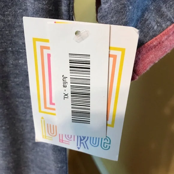 LuLaRoe ❤️Julia❤️ Casual Gray and Pink Women's Dress - Picture 4 of 7